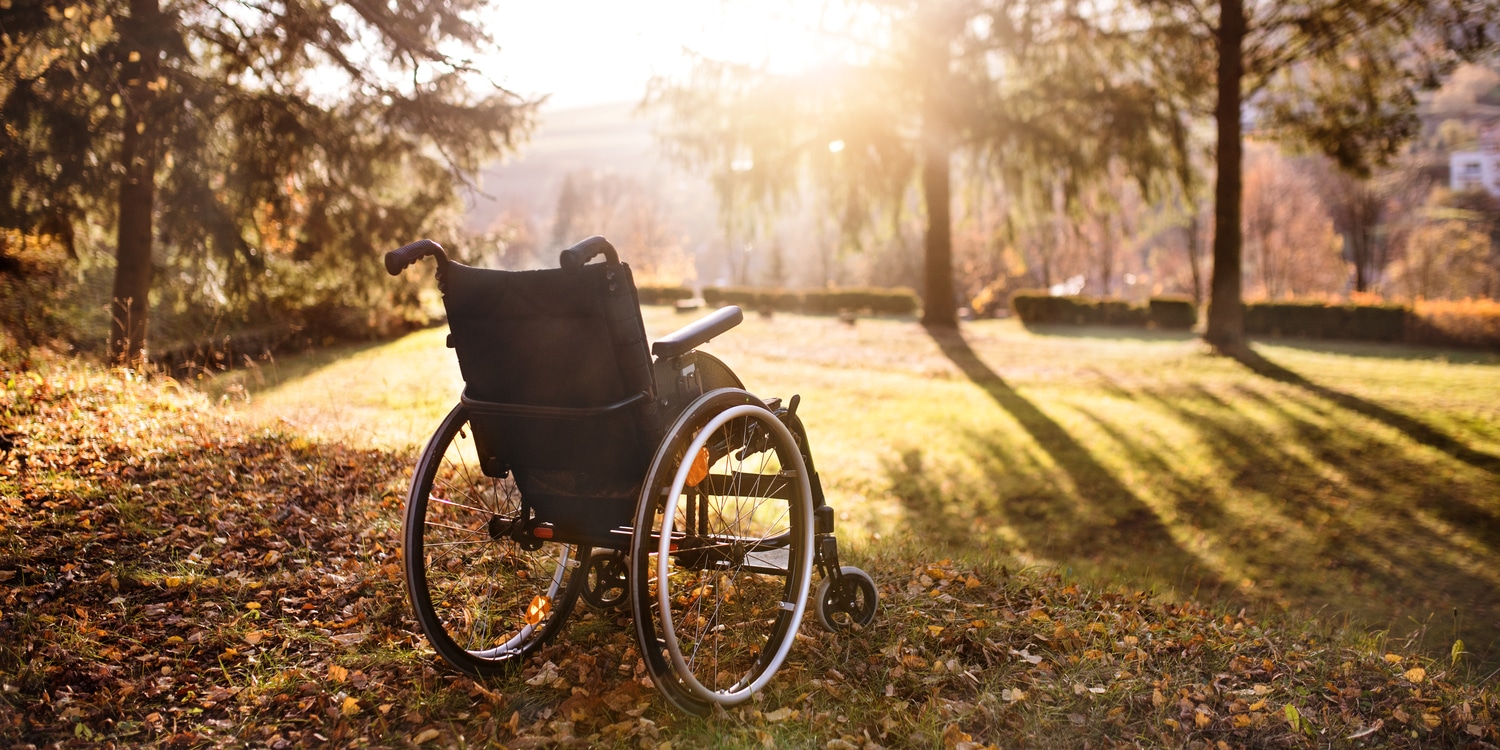 sedia a rotelle vuota in un parco al sole accessibilità siti web