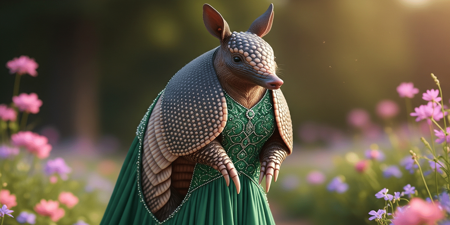 armadillo con abito elegante